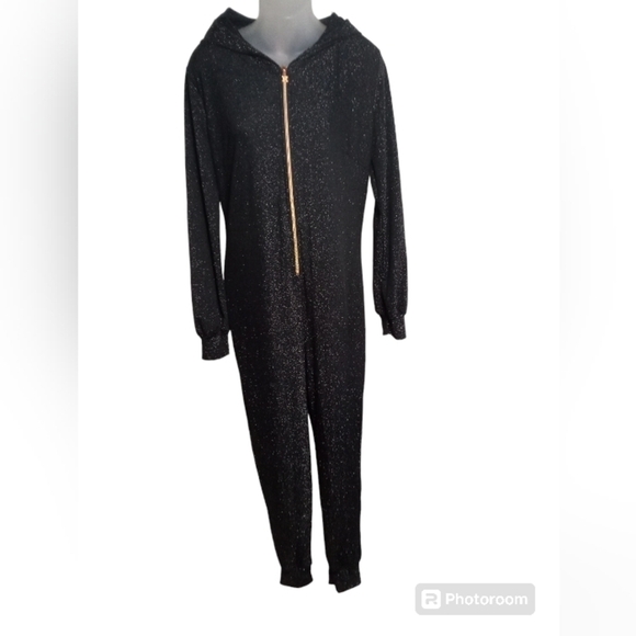 Savage X Fenty Women's Black Full Zip Lounge Jumpsuit with Hood Size Large - Picture 3 of 5